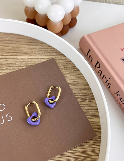 Fashion Purple Alloy Geometric Heart Earrings