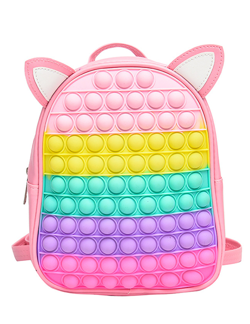 Fashion Pink Silicone Press Large Capacity Backpack