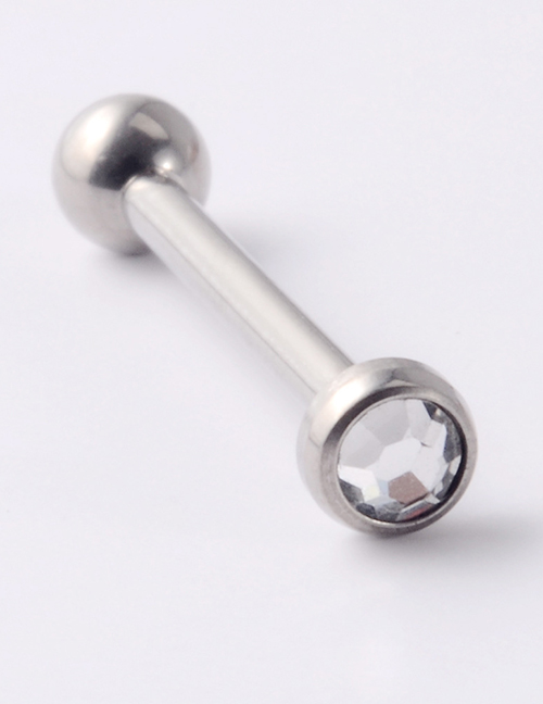 Fashion White Diamond-1.6*14*4*4mm Titanium Opal Geometric Piercing Tongue