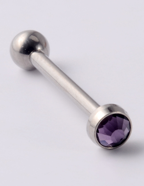 Fashion Purple-1.6*14*4*4mm Titanium Opal Geometric Piercing Tongue