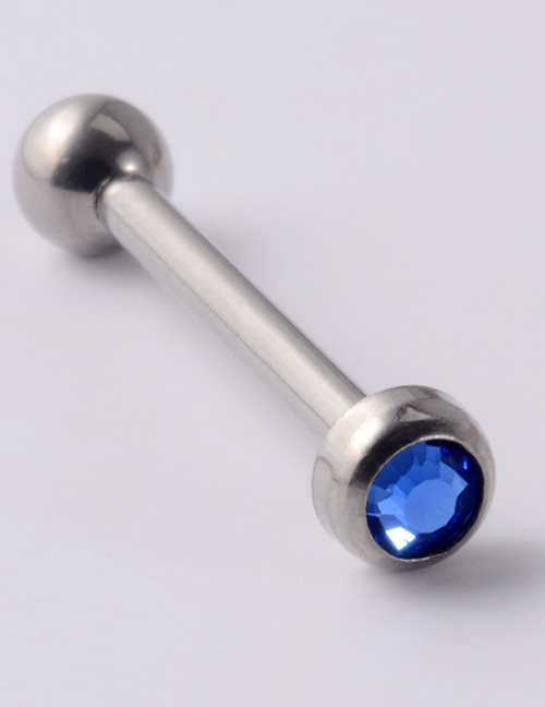 Fashion Dark Blue-1.6*14*4*4mm Titanium Opal Geometric Piercing Tongue