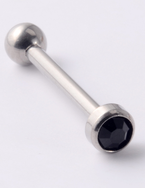 Fashion Black-1.6*14*4*4mm Titanium Opal Geometric Piercing Tongue