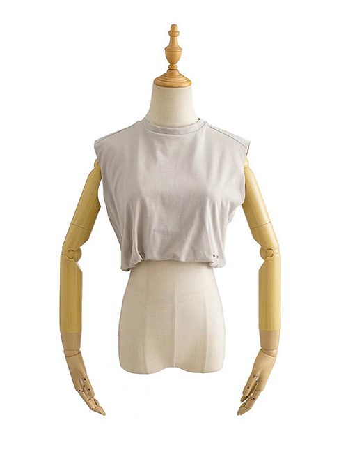 Fashion Beige Letter Embroidered Sleeveless Top