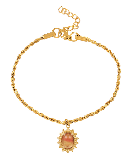 Fashion Gold-2 Titanium Twist Chain Geometric Pendant Bracelet