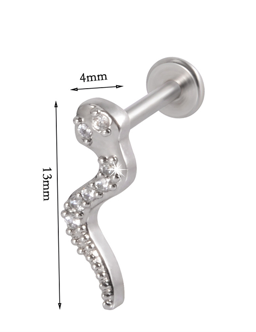 Fashion Snake-stainless Steel Rod:1.2*10mm Titanium Steel Moon Flower Snake Leaf Geometric Piercing Stud Earrings