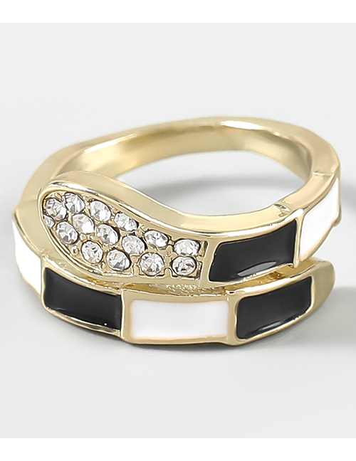 Fashion Black Alloy Diamond Geometric Irregular Ring