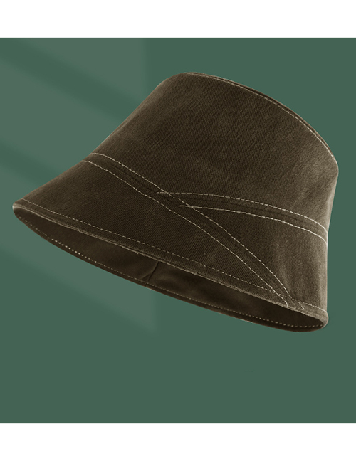 Fashion Army Green Topstitch Bucket Hat Large Brim Topstitched Bucket Hat