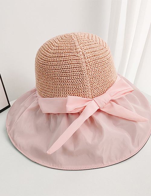 Fashion Pink Bow Cutout Bucket Hat Big Brim Bow Cutout Bucket Hat