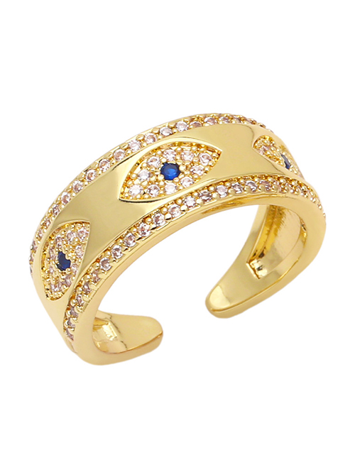 Fashion D Brass Diamond Eye Open Ring