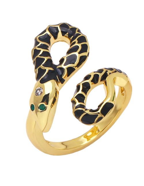 Fashion Black Bronze Diamond Drip Oil Snake Ring
