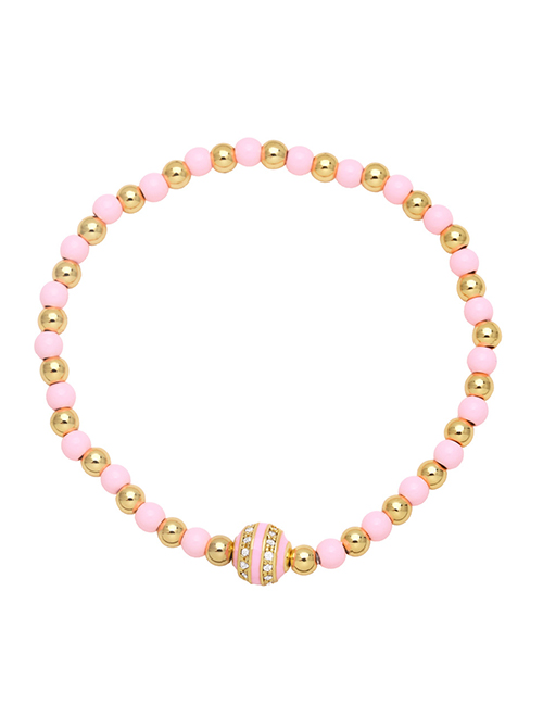 Fashion Pink Colorful Rice Beaded Bracelet