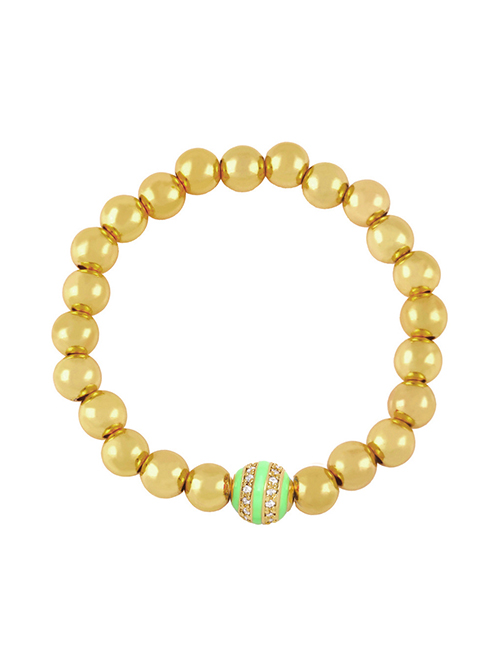 Fashion Light Green Brass Diamond Ball Beaded Bracelet