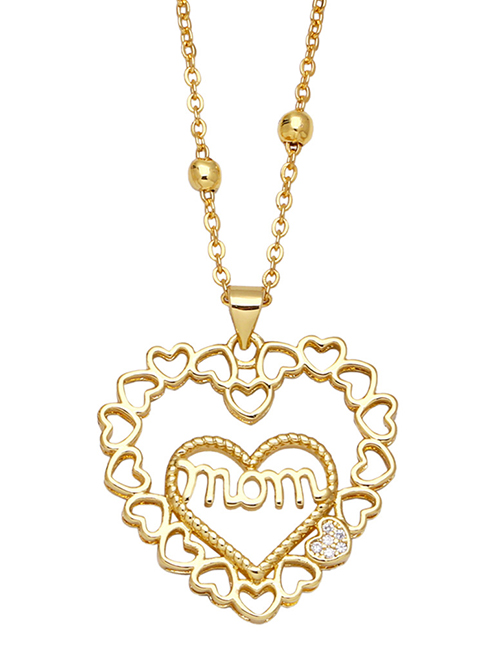 Fashion C Brass And Diamond Letter Heart Necklace