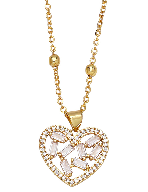 Fashion C Bronze Zirconium Geometric Heart Necklace
