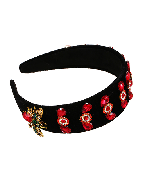 Fashion Red Fabric Alloy Diamond-studded Water Drop Bee Headband