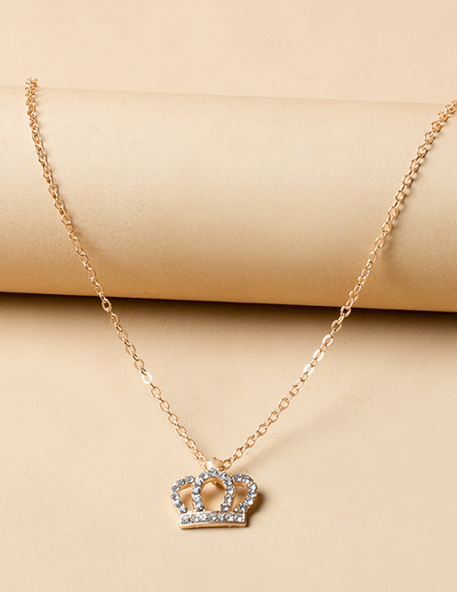 Fashion Gold Alloy Diamond Crown Necklace