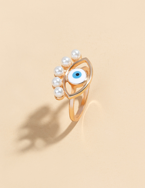Fashion Gold Metal Pearl Eye Ring