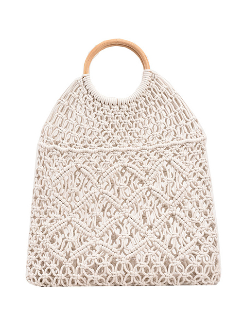 Fashion White Open Braided Large Capacity Tote