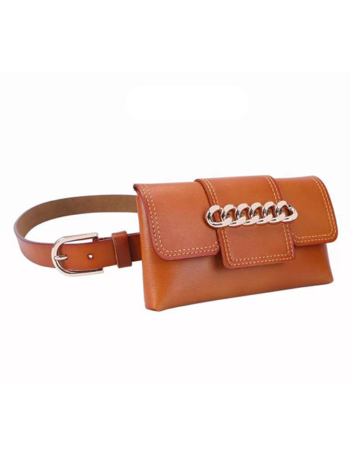 Fashion Camel Leather Metal Buckle Belt Bag Wide Belt