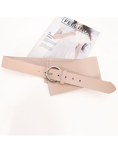 Fashion Apricot Leather Metal Buckle Wide Girdle