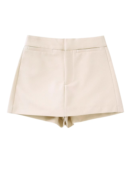 Fashion Khaki Solid Oversized Shorts
