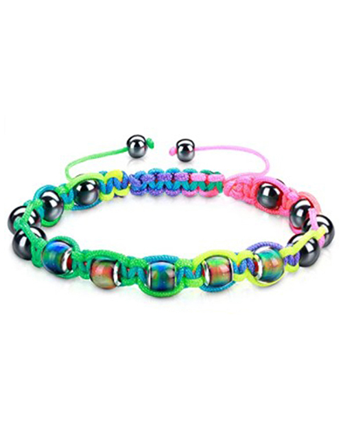 Fashion Colored Rope Cord Braided Thermochromic Black Gallbladder Beaded Bracelet