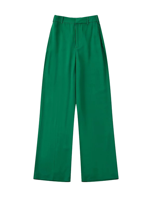 Fashion Dark Green Woven Straight-leg Trousers