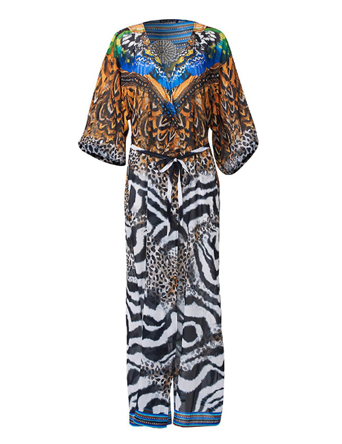 Fashion Leopard Point (zs2054-1) Chiffon Print Swimsuit Cardigan Jacket