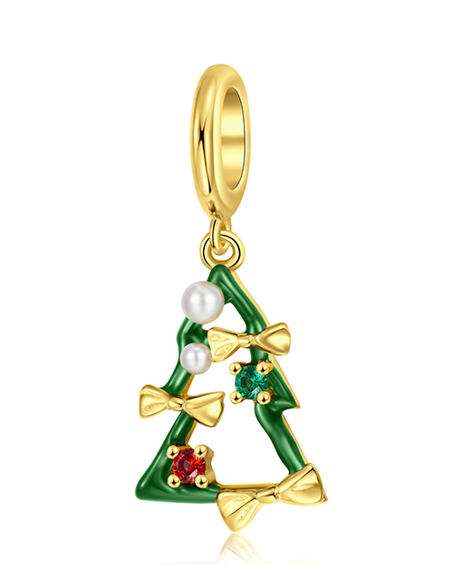 Fashion Gold Sterling Silver Diamond Cutout Christmas Tree Ornament Accessory