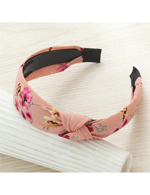 Fashion Pink Fabric Print Knotted Wide-brimmed Headband