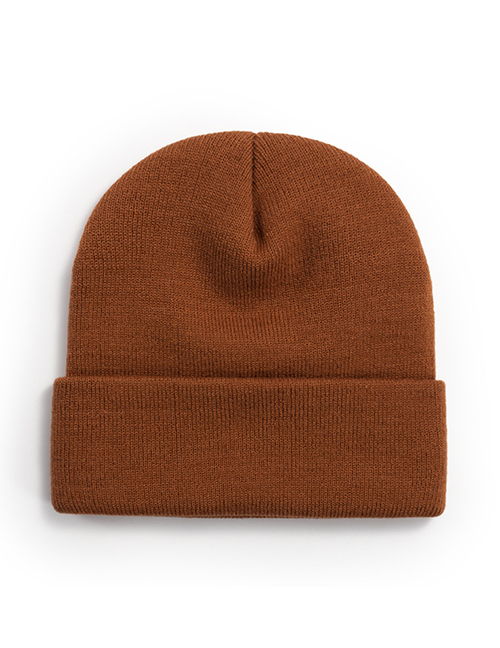 Fashion 124 Inner Caramel Solid Color Wool Knit Rollover Hat