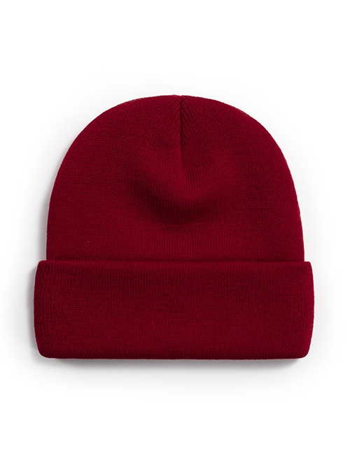 Fashion 124 Jujube Red Solid Color Wool Knit Rollover Hat