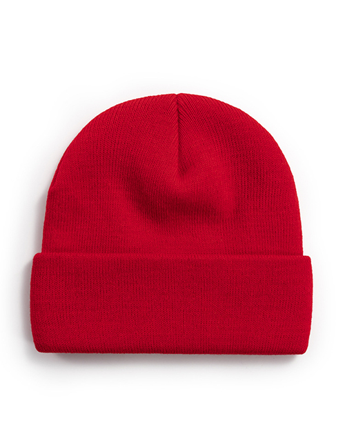 Fashion 124 Bright Red Solid Color Wool Knit Rollover Hat