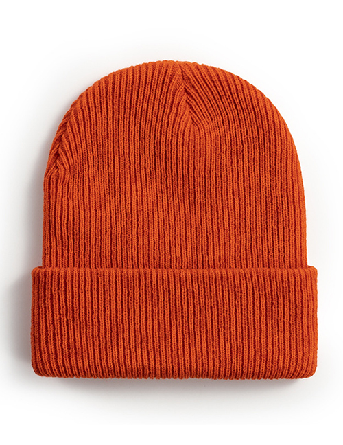Fashion Orange Solid Knit Rollover Hat