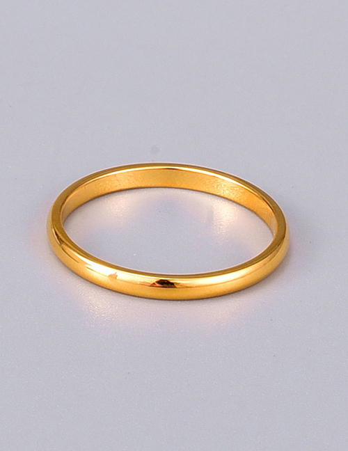 Fashion Gold-2mm Titanium Steel Gold Plated Cabochon Ring