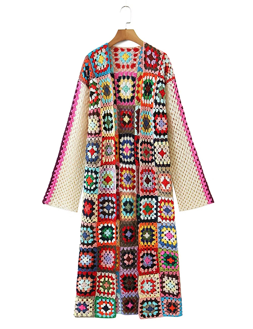 Fashion Color Multicolored Crochet Cardigan Jacket