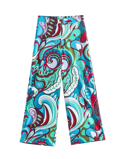 Fashion Color Printed Wide Tube Trousers