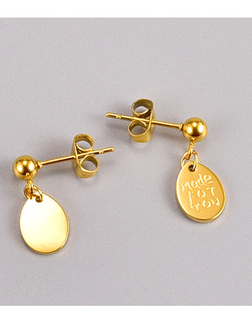 Fashion Gold Titanium Letter Oval Earrings