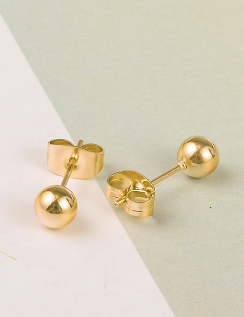 Fashion 5mm Gold Titanium Steel Geometric Beanie Ball Stud Earrings