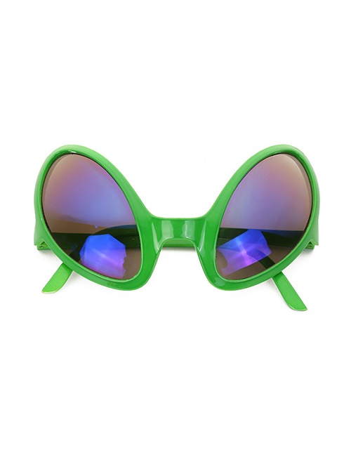 Fashion Alien Green Frame Blue Diaphragm Glasses Alien Sunglasses
