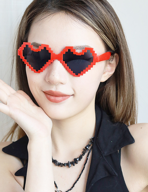 Fashion Red Abs Mosaic Heart Sunglasses