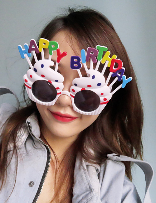 Fashion Birthday White (special Edition Light) Abs Letter Cake Sunglasses