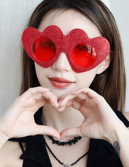 Fashion Big Gold Powder Heart - Red Abs Love Sunglasses
