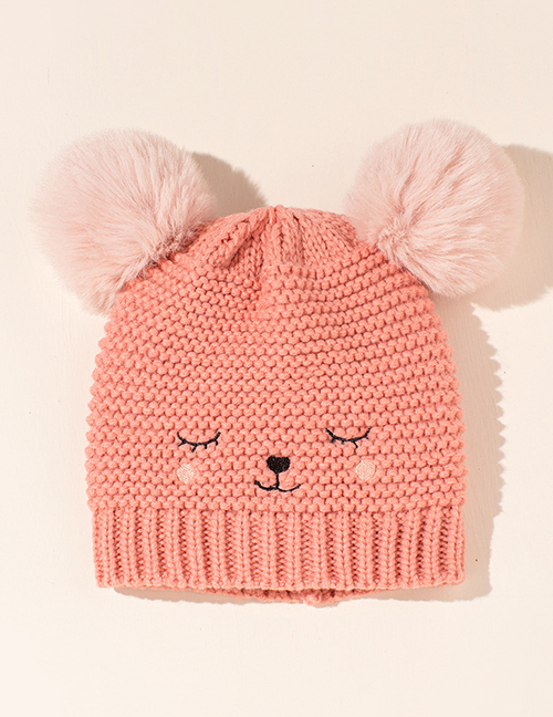 Fashion Pink Wool Knitted Fur Ball Hat