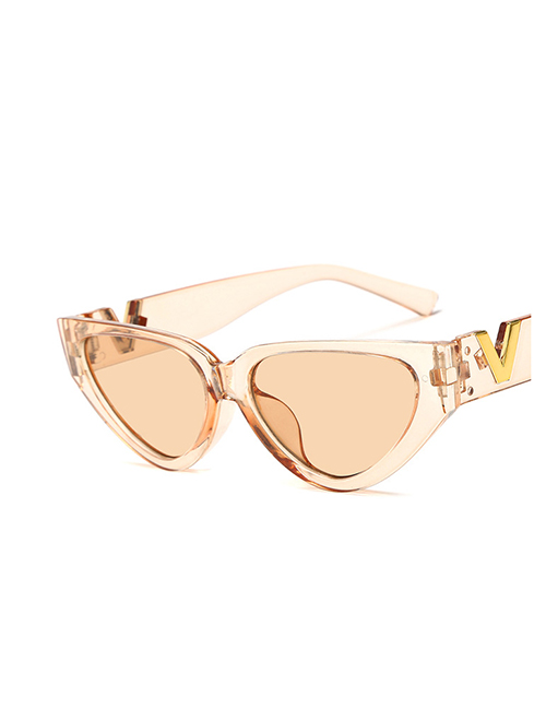 Fashion Transparent Tea Frame Tea Slices V Mouth Triangle Cat Eye Sunglasses
