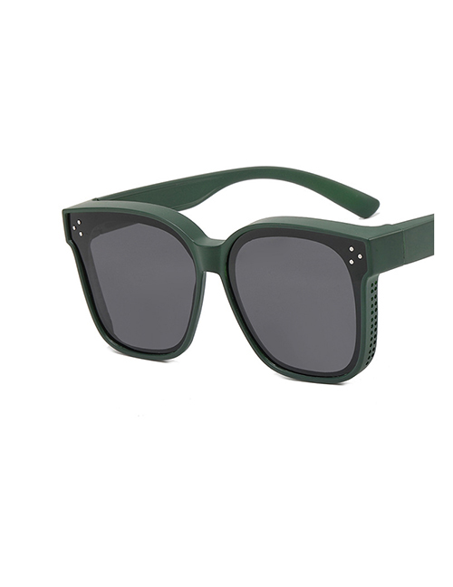 Fashion Frosted Green Pc Square Large Frame Sunglasses