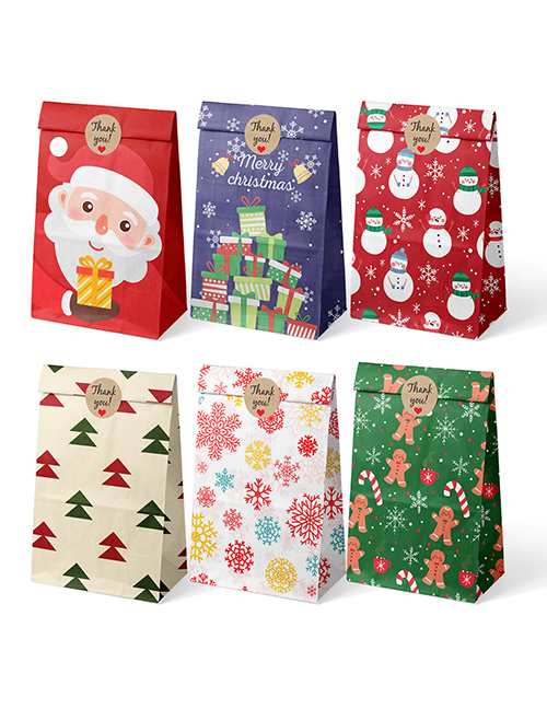 Fashion 12pcs (6 Models Each With 2 Bags Only) Christmas Printed Paper Bag
