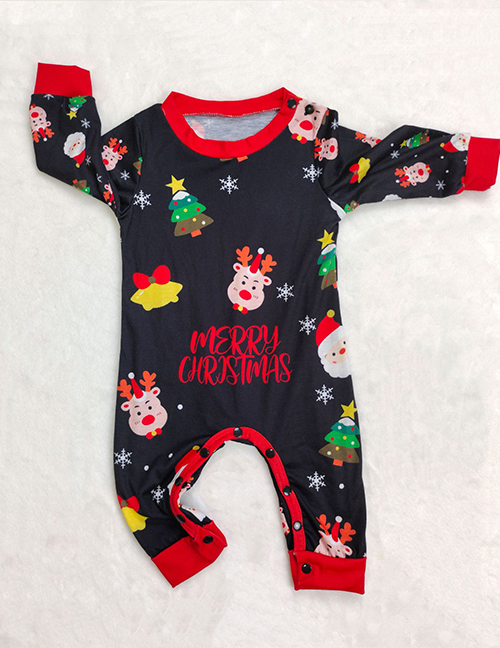 Fashion Baby Picture Color Christmas Print Crew Neck Baby Bodysuit