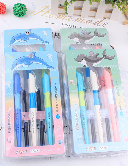 Fashion 5175 (3 Packs) Plastic Geometric Interchangeable Ink Sac Pen Set