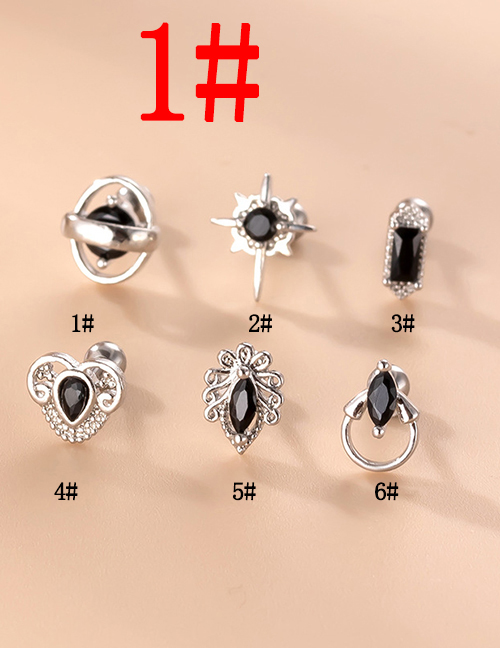 Fashion 1#silver Titanium Steel Set Zirconium Geometric Pierced Stud Earrings